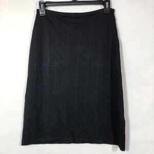 Guess Collection Black Knit Skirt Small V Pattern Semi Sheer Rayon Vintage Retro